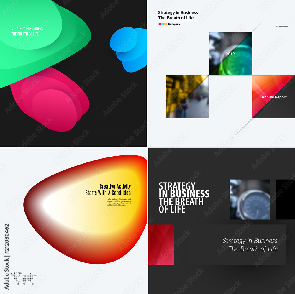 Poster set of modern design abstract templates. creative business background with colourful fluid gradient 