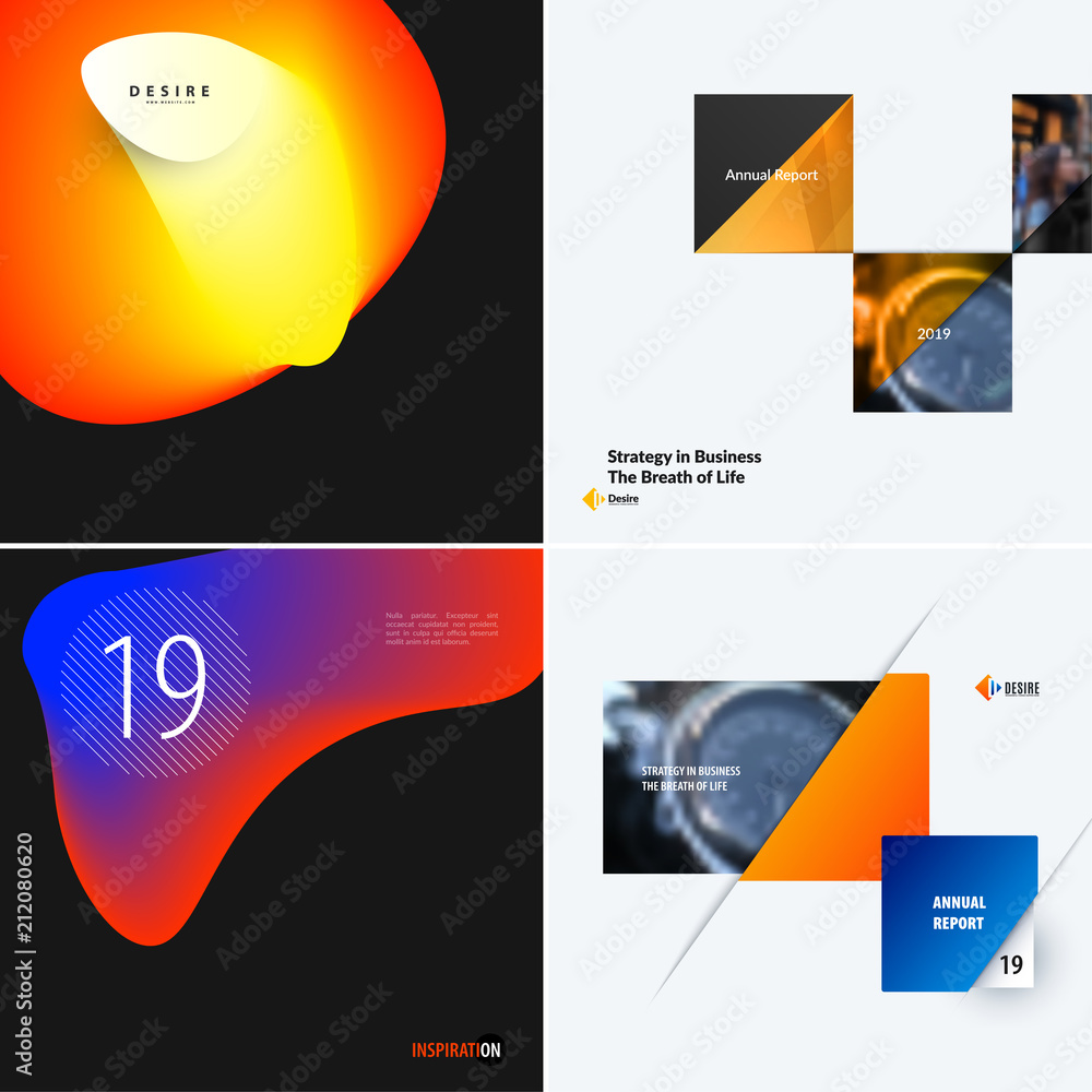 Poster set of modern design abstract templates. creative business background with colourful fluid gradient 