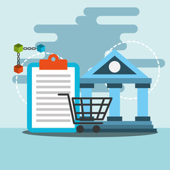 Obraz premium bank transfer online shopping blockchain