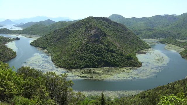 Horseshoe bent of Skadar Lake near Rijeka Crnojevica town. Montenegro.