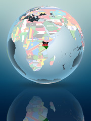 Kenya on globe with flags