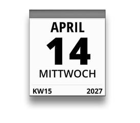 Kalender für Mittwoch, 14. APRIL 2027 (Woche 15)