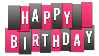 Happy Birthday Pink Grey Stripes Group 