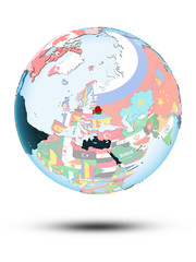 Belarus on globe with flags