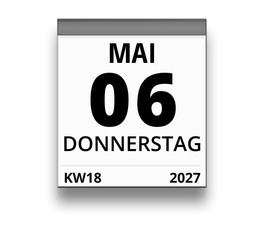 Kalender für Donnerstag, 6. MAI 2027 (Woche 18)