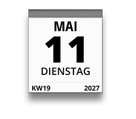 Kalender für Dienstag, 11. MAI 2027 (Woche 19)