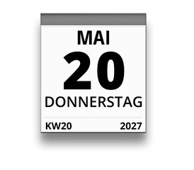 Kalender für Donnerstag, 20. MAI 2027 (Woche 20)