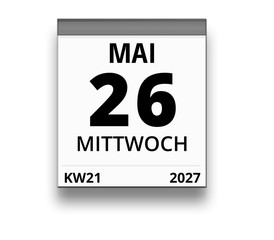 Kalender für Mittwoch, 26. MAI 2027 (Woche 21)