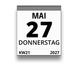 Kalender für Donnerstag, 27. MAI 2027 (Woche 21)