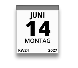 Kalender für Montag, 14. JUNI 2027 (Woche 24)