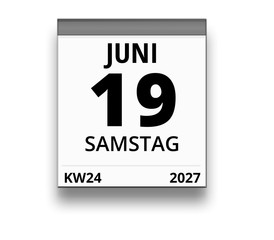 Kalender für Samstag, 19. JUNI 2027 (Woche 24)