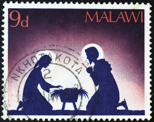 Sacred family on postage stamp of Malawi