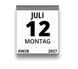 Kalender für Montag, 12. JULI 2027 (Woche 28)