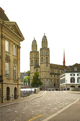 Fototapeta na wymiar Grossmunster church in Zurich. Switzerland