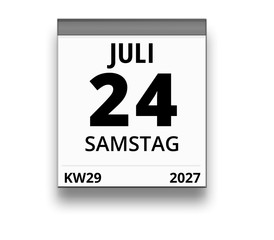 Kalender für Samstag, 24. JULI 2027 (Woche 29)