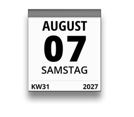 Kalender für Samstag, 7. AUGUST 2027 (Woche 31)