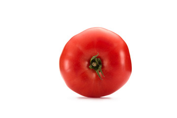 close up view of fresh tomato isolated on white