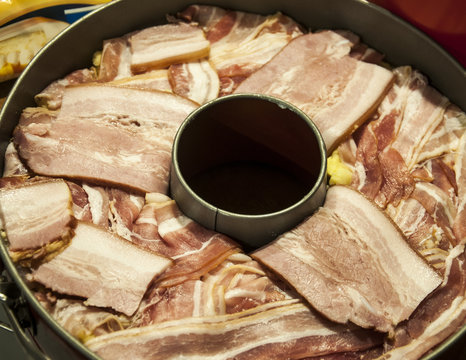 unhealty cake made of fat pork and bacon