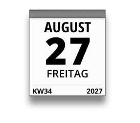 Kalender für Freitag, 27. AUGUST 2027 (Woche 34)