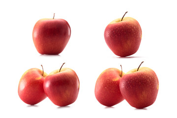 close up view of arranged wholesome apples isolated on white