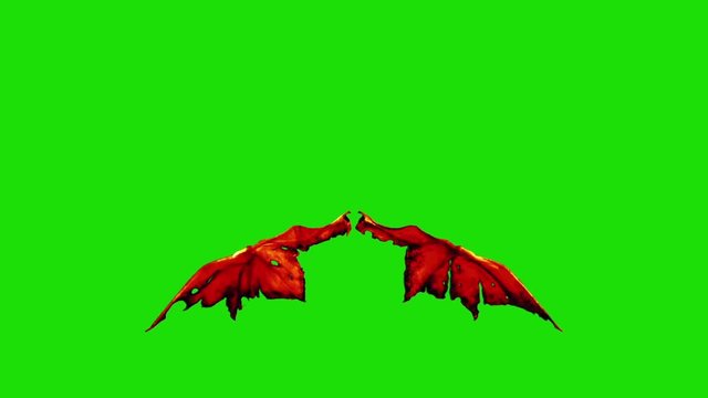 Red Demon Devil Wings Green Screen 3D Renderings Animations