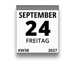Kalender für Freitag, 24. SEPTEMBER 2027 (Woche 38)