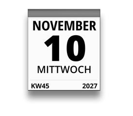 Kalender für Mittwoch, 10. NOVEMBER 2027 (Woche 45)