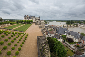 The Chateau d'Amboise sitting at an elevation of 81 metres aboce the river Loire, in the Loire...