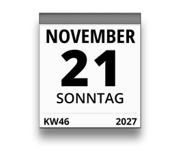 Kalender für Sonntag, 21. NOVEMBER 2027 (Woche 46)