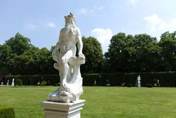 The palace garden with sculptures from 19 century in Trier, Germany.