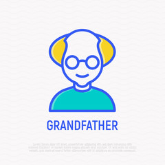 Grandfather in glasses thin line icon. Modern vector illustration for avatar.