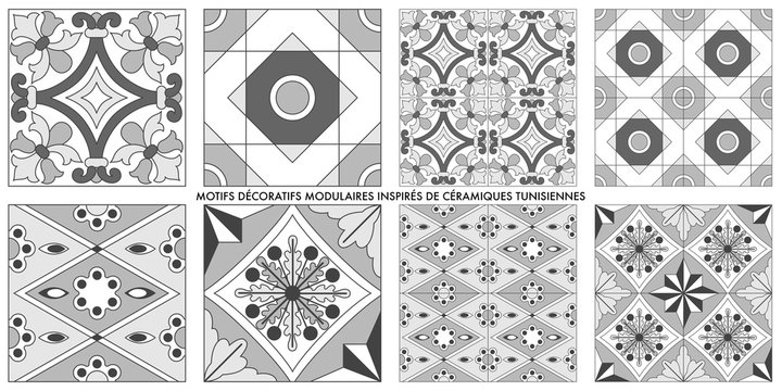Art islamique : motifs de c&eacute;ramiques tunisiennes traditionnelles