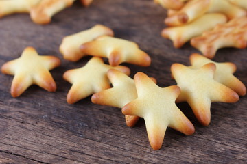 fresh homemade delicious cookie on old wooden