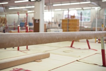 Gymnastics Hall. Gymnastic equipment.Beam