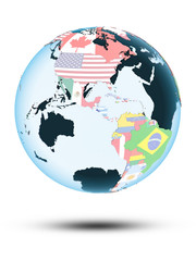 El Salvador on globe with flags