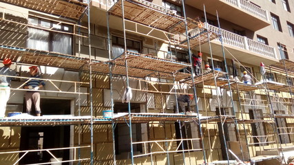 Scaffolding, construction of high-rise buildings