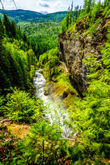 View of Grouse Creek after Moul Falls from the top of the Falls in Wells Gray Provincial Park at Clearwater, British Columbia, Canada

