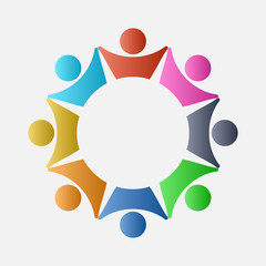 Concept Business Group connection logo,Eight people in the circle,meeting teamwork