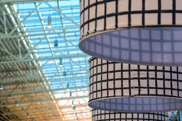 The green fabric lampshade at the magazine. colorful, decorative, electrical, furniture,...