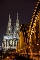 Cologne Hohenzollern Bridge in Front of Cathedral