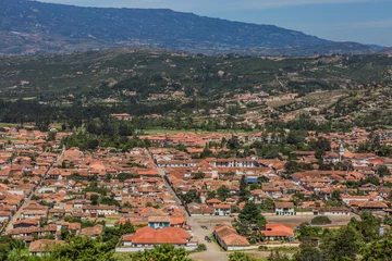 Gordijnen Villa de Leyva  skyline cityscape Boyaca in Colombia South America © snaptitude