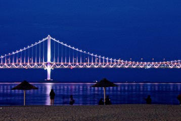 韓国の釜山の広安里の夜景