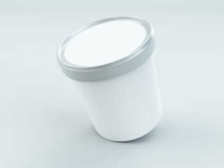 white paper canister with silver lid for ice cream and yogurt mockup