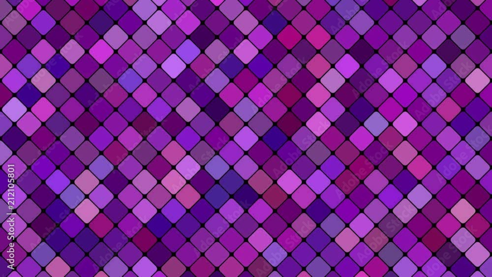 Poster abstract diagonal square mosaic pattern background - seamless loop motion graphic design in purple t