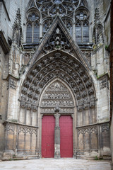 Cathedral door in Auxerre, capital of the Yonne department and the fourth-largest city in Burgundy