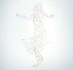 rig line art of female dancer on white background