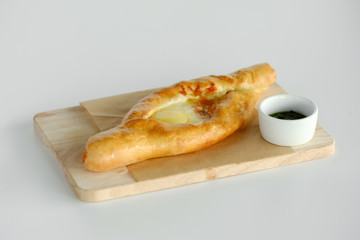 Khachapuri in Adjarian. National Georgian dish