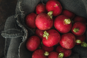 Radish with rustic background