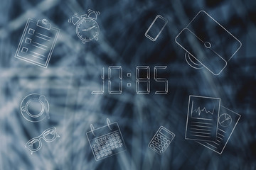 jobs text in digital watch style surrounded by business objects