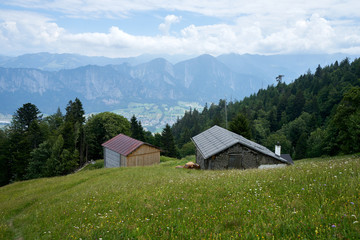 Hütte in den Schweizer Alpen